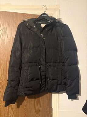 Banana Republic Black Quilted Hooded Puffer Jacket